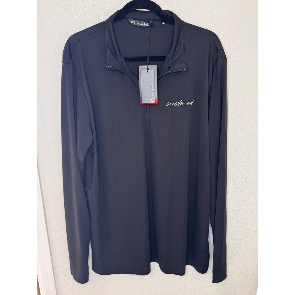 TravisMathew Coto Perf 1/4 Zip Mens XL Black Pullover Golf Shirt Performance